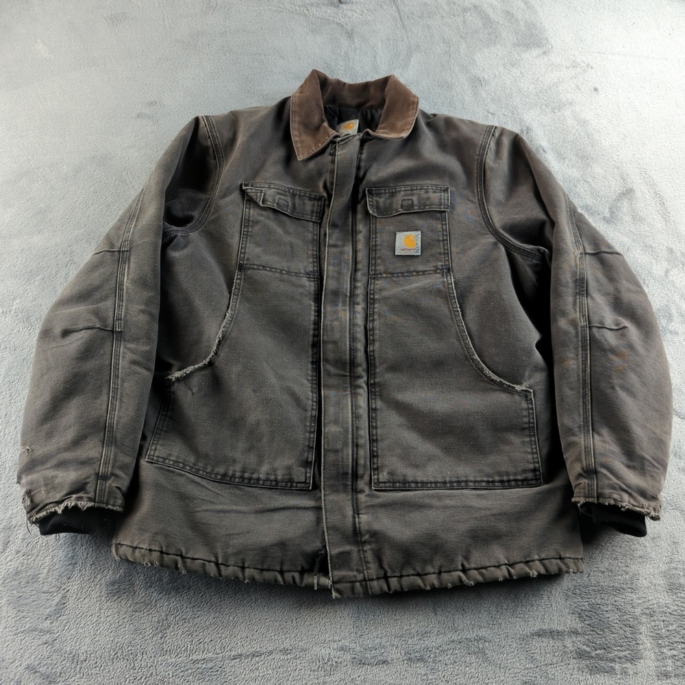 Vintage 90s Carhartt Jacket Mens XL Brown Faded Coat Grunge Distress Arctic C03